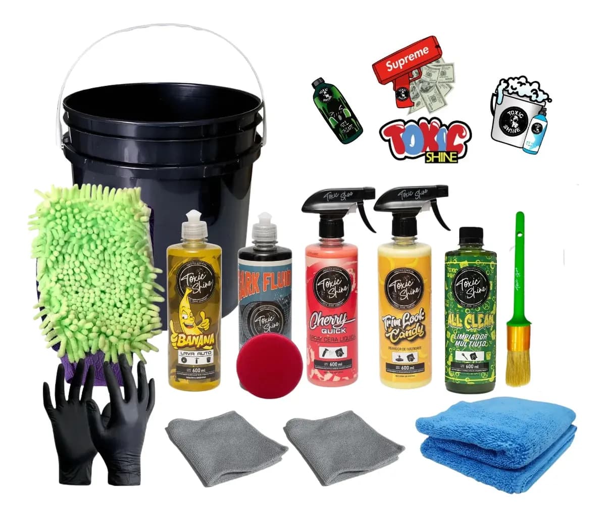 Kit De Lavado Auto Moto Premium Super Completo Toxic Shine