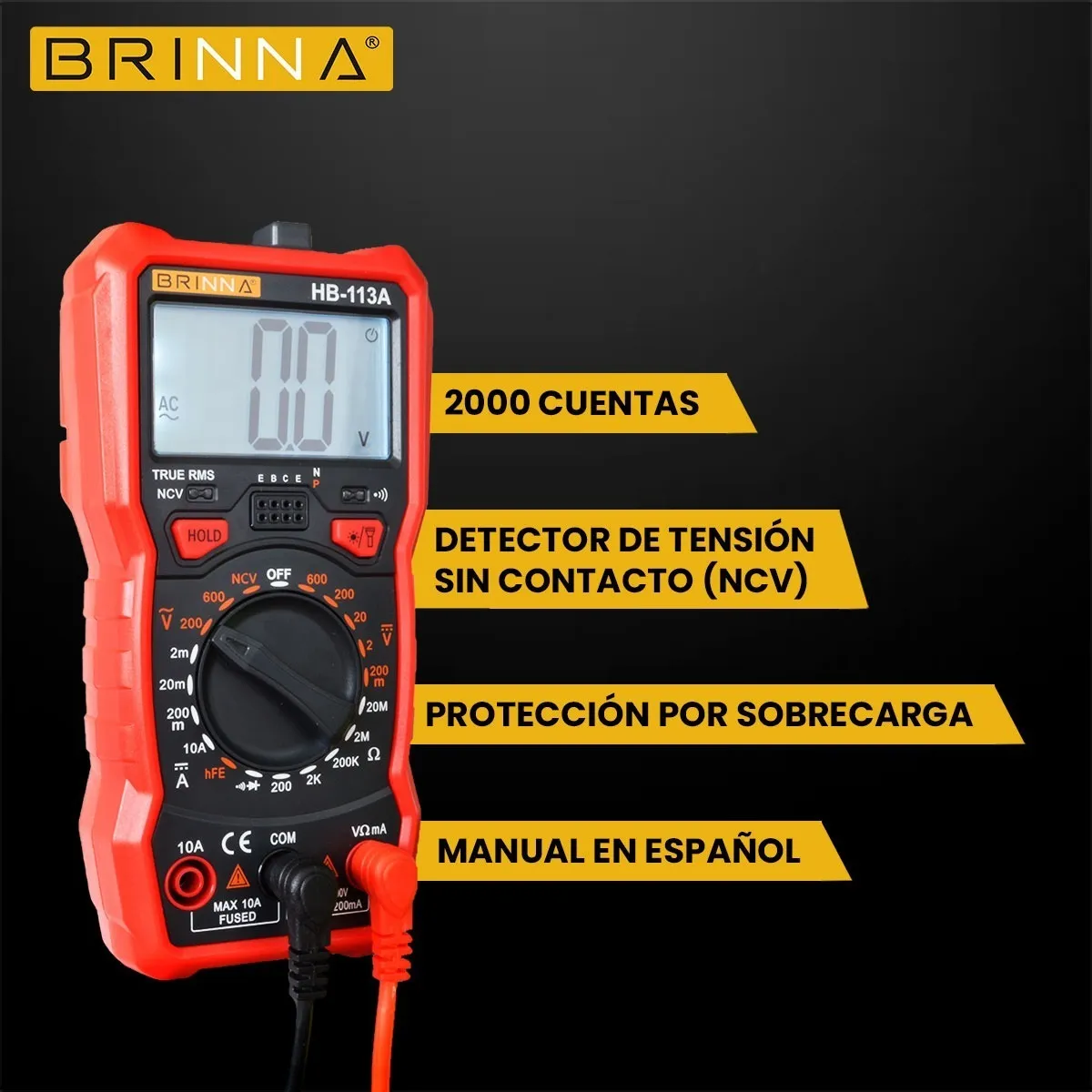 Kit Multimetro Digital Pinza Amperometrica Detector Brinna
