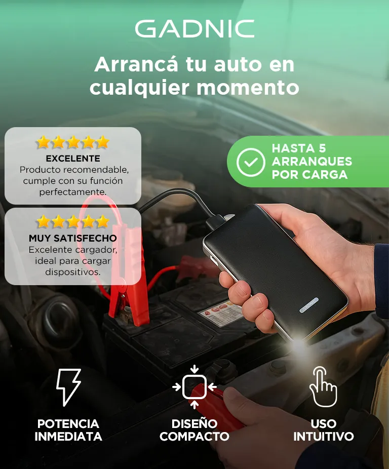 Power Bank Arrancador De Auto Moto Gadnic Jump Starter